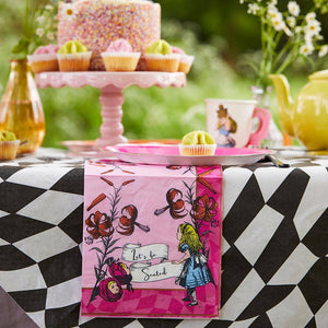 Alice in Wonderland Bright Pink Paper Napkins - 20 Pack, Tea Party