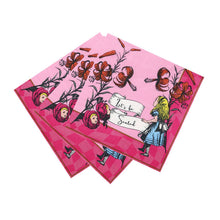 Alice in Wonderland Bright Pink Paper Napkins - 20 Pack, Tea Party