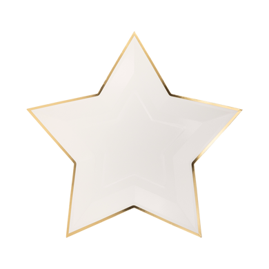 Cream Star Shaped Gold Foiled Paper Plates (8 ct.)