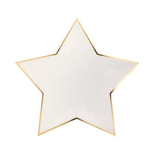 Cream Star Shaped Gold Foiled Paper Plates (8 ct.) by My Mind’s Eye  699464280273 