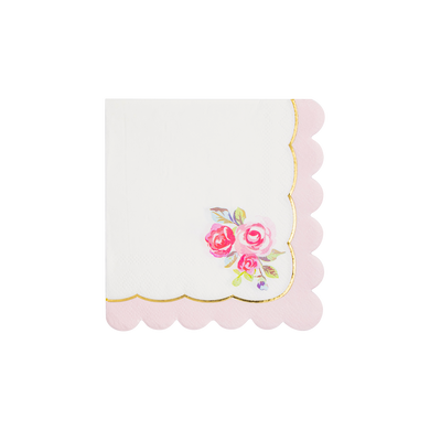 Tea Party Rose Corner Paper Cocktail Napkins (24 ct.)