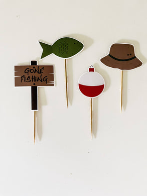 Fishing Cupcake Toppers ( 4 designs, 8 per pack)