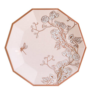 Jardin - Pale Pink Floral Large Paper Plates (8 ct.)