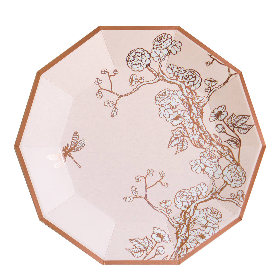 Jardin - Pale Pink Floral Large Paper Plates (8 ct.)