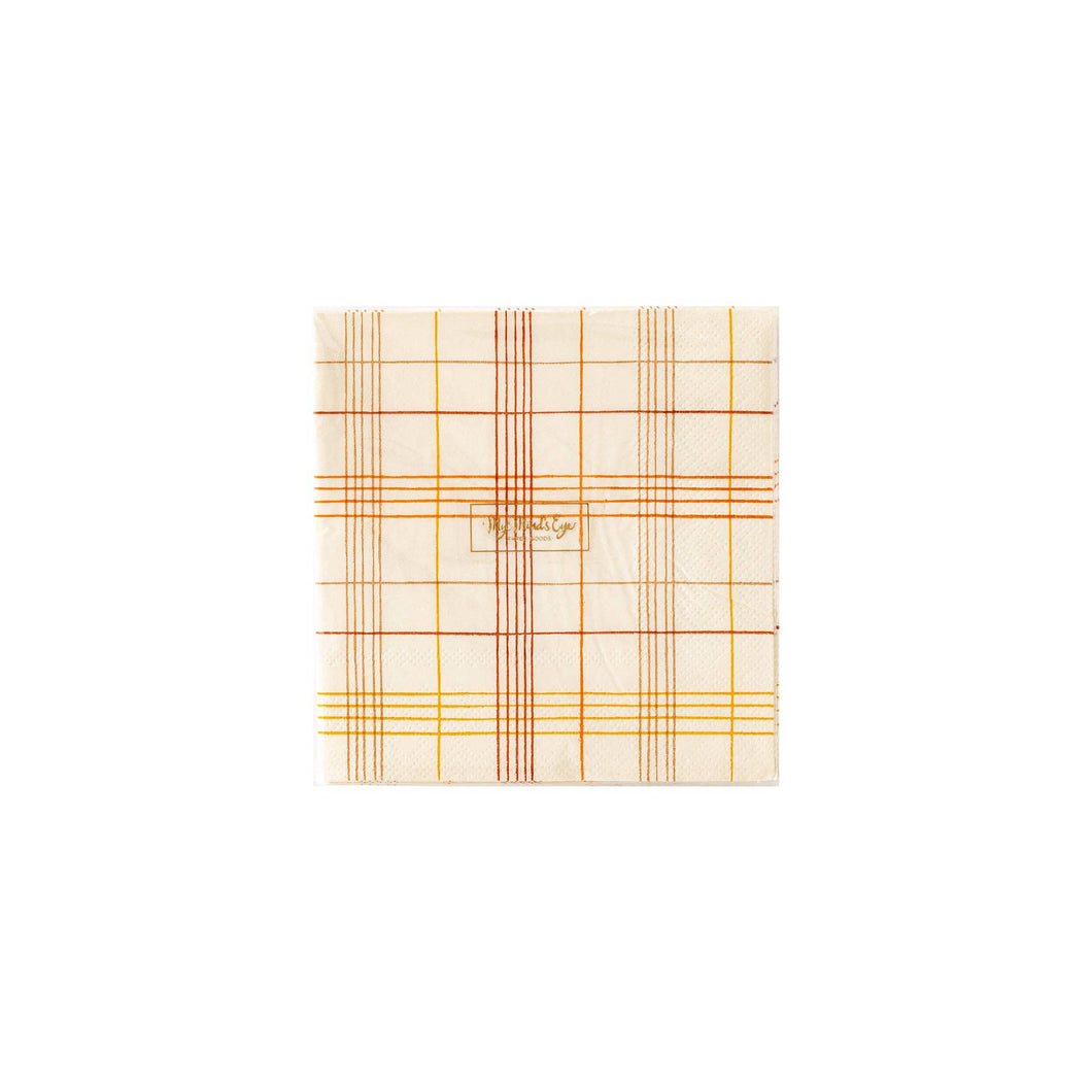 Harvest Fall Scene Plaid Cocktail Napkins ( 24 ct.)