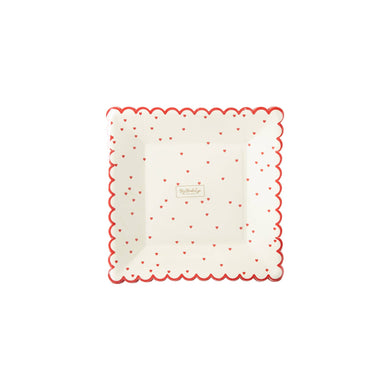 Valentine Red Scattered Heart Scalloped 8