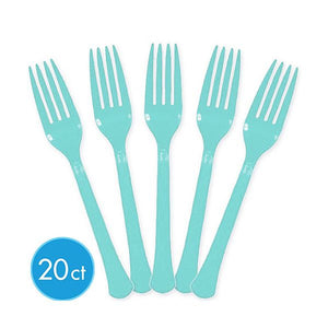 Robins Egg Blue Plastic Forks by amscan  013051267162 
