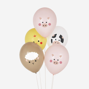 Mini Farm Balloons (5 ct. 4 animals) by My Little Day  3700690810176 