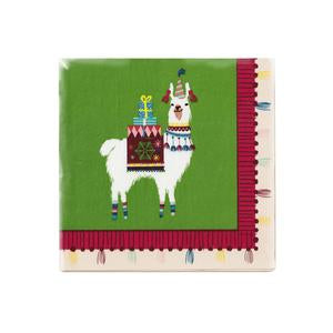 These cocktail napkins with adorable festive llama prints are fabulous for festive holiday parties! Match these napkins with our festive llama plates!  The napkins come in 20 per pack