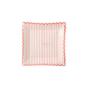 Valentine Red Striped Scalloped Plates ( 8 ct.)