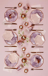 Pale Pink Striped Small Paper Plates- Amethyst