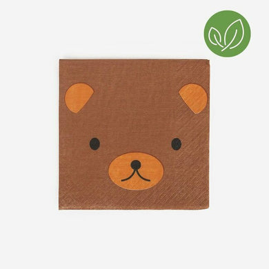 The sweetest bear is here waiting to party with his forest friends! These 20 bear paper napkins were designed by My Little Day in Paris and made in EU. They are 100% FSC paper, vegetable inks and their packaging is in cellulose film, completely recyclable and eco-friendly!  Content : 20 napkins Composition : FSC paper, vegetal inks, cellulose packaging Dimensions 5