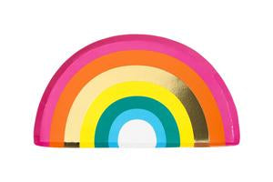Chase away the clouds with these beautiful rainbow plates! Each pack contains 12 paper plates with eye-catching gold foil detail  size approx: 9