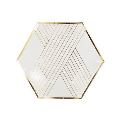 Blanc - White Striped Premium Large Paper Plates