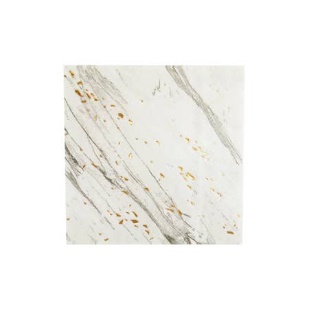 Glimmering with a dash of gold details, our marble cocktail napkins are perfect for showers, weddings, birthdays or special gatherings. They look great on dessert tables or by the bar cart. Made of Paper.  Colors: White, grey, black, gold foil. 20 napkins / pack .