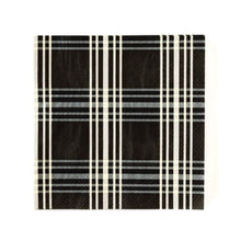 A classic staple, this black plaid cocktail napkin will combine with most any plates for a splendid tablescape. Your impeccable taste will show when your guests dab their mouth with this beautiful cocktail napkin.  • 5" x 5" Folded Size • 25 Napkins per Pack