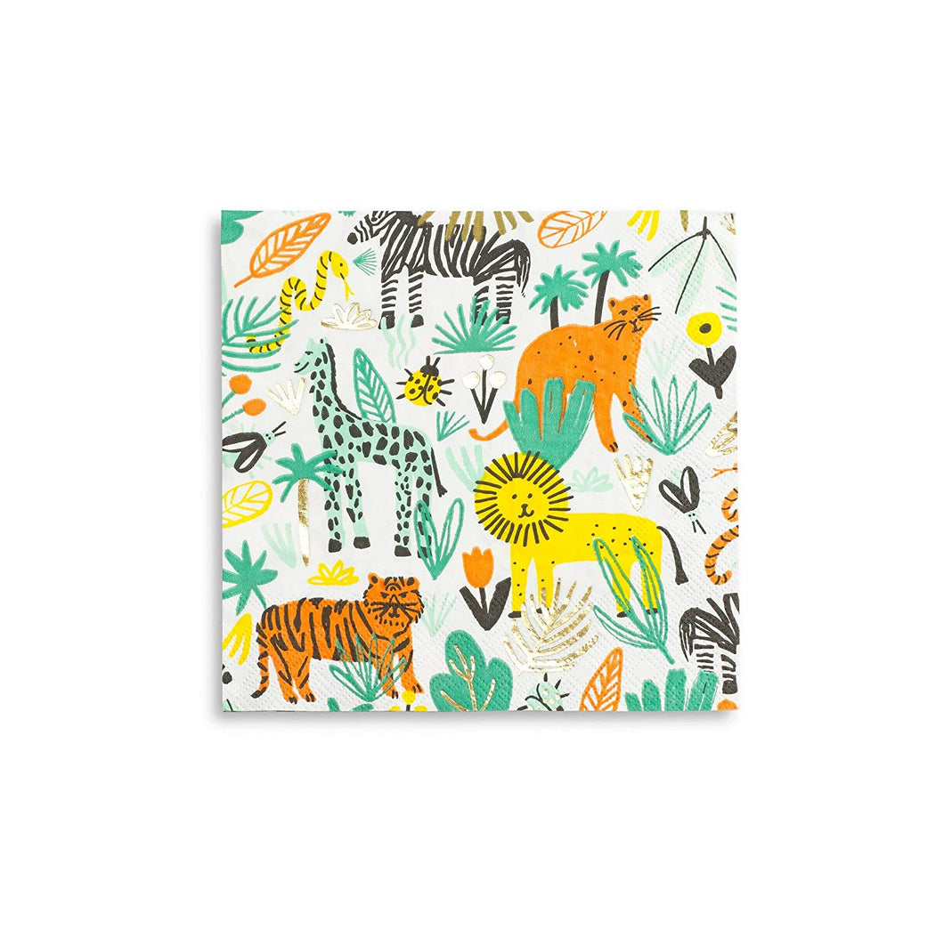 Party animals! featuring fun colors and gold foil-pressed elements, these napkins are where the wild things are!  illustrated by jordan sondler for daydream society package contains 16 paper napkins each napkin measures approximately 6.5 inches folded not safe for microwave use