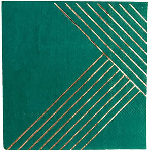 Manhattan - Dark Green Striped Cocktail Paper Napkins