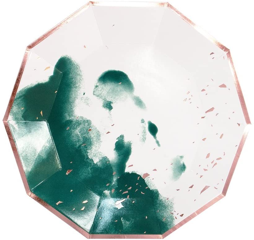 Manhattan - Dark Green Watercolor Premium Large Paper Plates