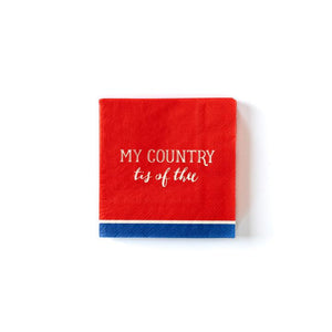 Let the freedom to enjoy patriotic treats ring with this 5" party napkin! Perfect for backyard barbecues, or as an addition to a 4th July picnic basket. These napkins are also the best and most patriotic way to stop sticky fingers while enjoying popsicles at the parade. • 5" x 5" Folded Size • 25 Napkins per Pack