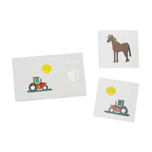 All the farm feelings! featuring silver foil elements, these tattoos make us want to party until the cows come home!  illustrated by lindsey balbierz for daydream society package contains 2 tattoos (1 each of 2 designs) each tattoo measures 2.5 inches square safe + non-toxic packaged in a cardstock envelope