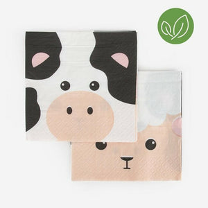 When Old Mc Donald started his farm, he thought of these two cuties! The cow and the sheep will be best buddies for ever! These 20 mini animal farms paper napkins were designed by My Little Day in Paris and made in EU. They are 100% FSC paper, vegetable inks and their packaging is in cellulose film, completely recyclable and eco-friendly! Content : 20 napkins Composition : FSC paper, vegetal inks, cellulose packaging 5" (cocktail size)