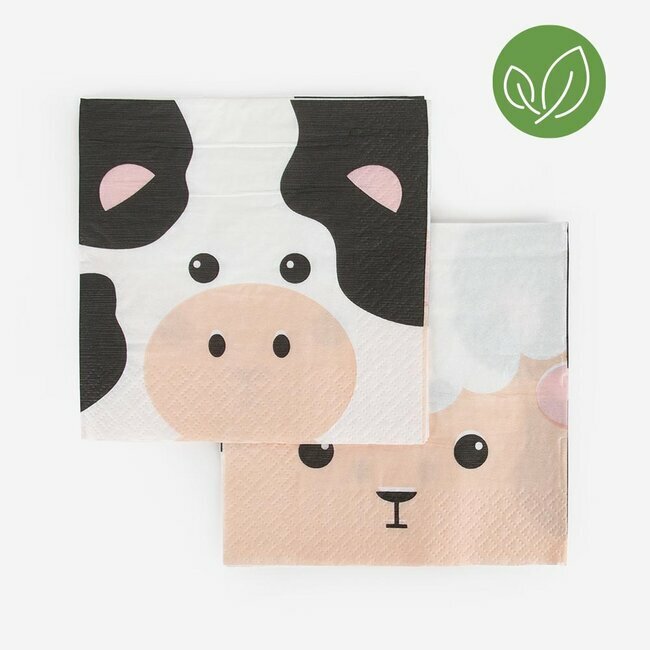 When Old Mc Donald started his farm, he thought of these two cuties! The cow and the sheep will be best buddies for ever! These 20 mini animal farms paper napkins were designed by My Little Day in Paris and made in EU. They are 100% FSC paper, vegetable inks and their packaging is in cellulose film, completely recyclable and eco-friendly! Content : 20 napkins Composition : FSC paper, vegetal inks, cellulose packaging 5