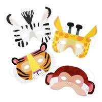 Get all your guests monkeying around with this fun selection of animal masks - get all the tigers and zebras out to dance! Pack of 8 masks by Talking Tables.  2 tiger, 2 zebra, 2 gireaffe and 2 monkey