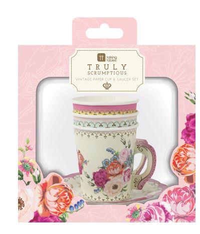 Truly tasteful, our lovely Truly Scrumptious teacups and saucers are the perfect addition to your tea time table, delighting your guests! Each pack contains 12 paper cups and saucers with a lovely vintage floral design. To create a delightful tea party!