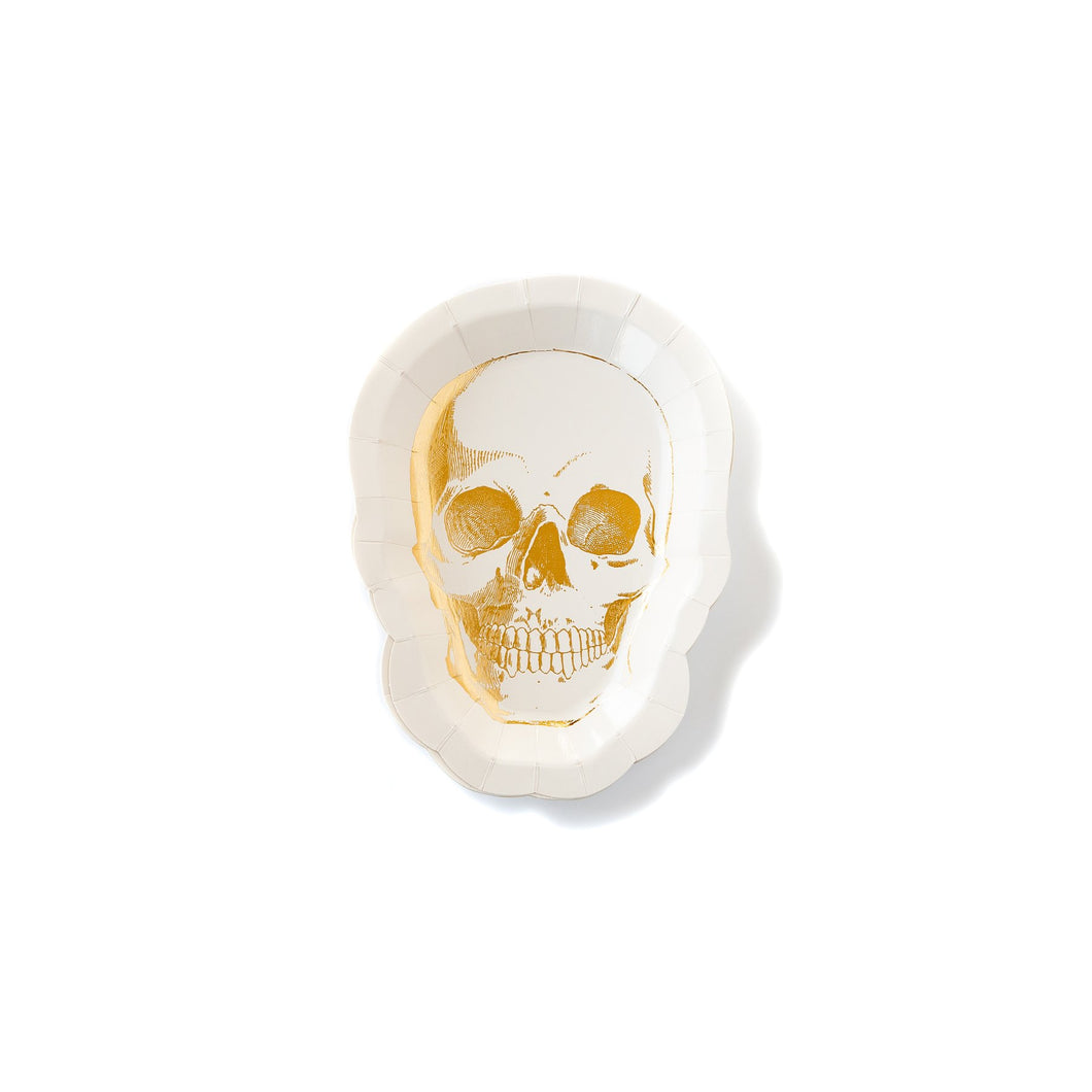 These plates are sure to be a head turned at your Spooktastic Halloween Celebration!  • Includes 8 skull shaped paper plates • approximately 8