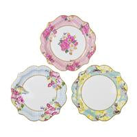 Delight your guests with these divine designs.  Stunning floral and bird designs on 3 delightfully pretty paper plates.  Lay out your truly scrumptious snacks or treats on these simply elegant paper plates for every occasions.  12 x paper plates in 3 designs.  Diameter 22cm (8.5")